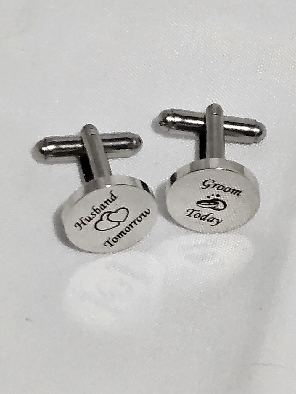 Silver Engraved "Groom Today / Husband Tomorrow" Cufflinks NEW